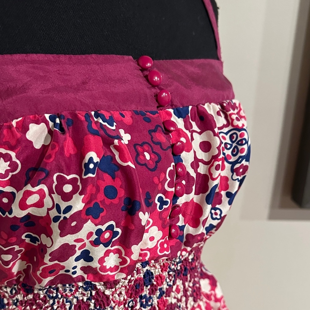 *ODILLE* Pink x Cream Anthropologie Floral Silk Camisole Tank Top Size 6 - Picture 3 of 6